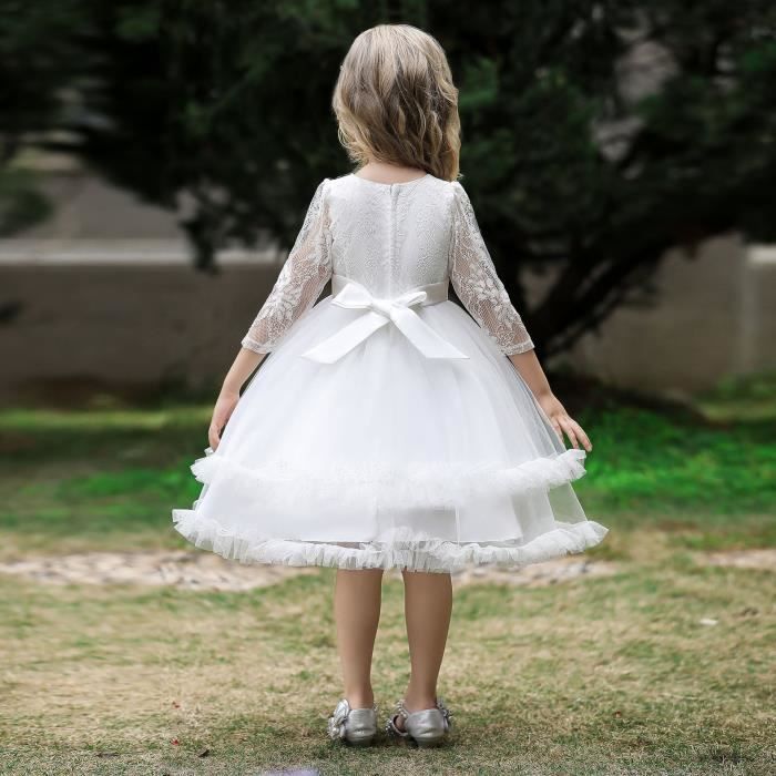 Robe Fille Enfants longue de princesse avec nœud en dentelle et