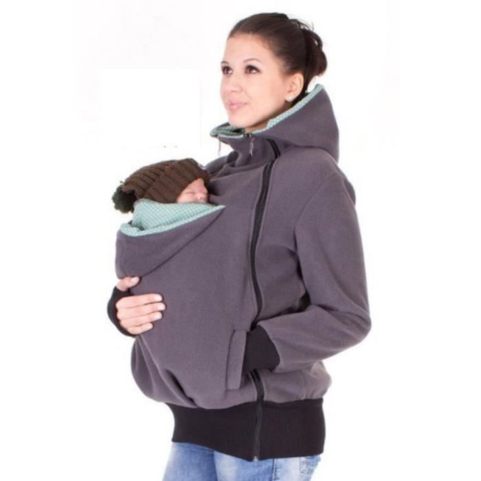 GRIS 3 en 1 Pull v tement Veste avec capuche Zipper Porte b b
