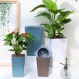 POT DE FLEUR,Silver-MIDDLE--Pot de fleurs en plastique Imitation métal, motif brique, carré et grand Type pour le jardinage, plantes-3