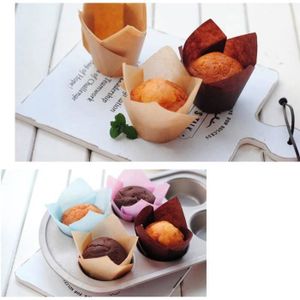 Moules à Muffins En Papier Naturel - Lot De 200 - Format Tulipe 5x8x8 Cm - Pour Four Et Micro-ondes