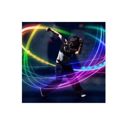 Lot de 2 balles de poï à LED, lumineuses, avec couleurs arc-en-ciel et effet stroboscopique