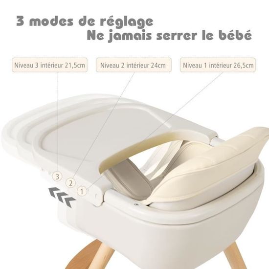 Chaise Haute Bebe 2 En 1 En Bois Avec 3 Hauteurs Et Plateau Reglables Ceinture De Securite A 5 Points Blanc Style Scandinave Cdiscount Puericulture Eveil Bebe