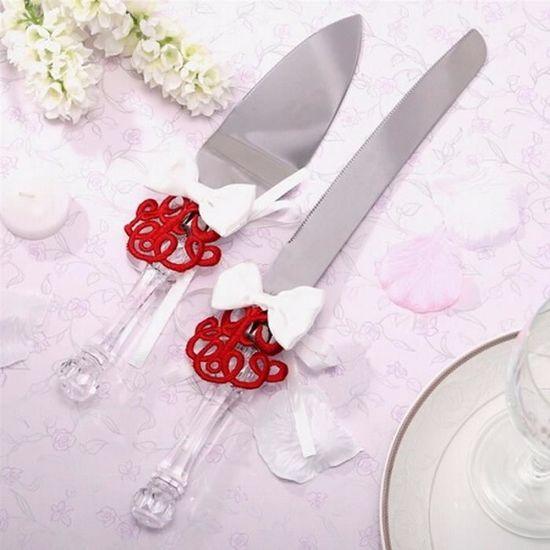 1 Set Inox Elegant Gateau Couteau Pelle Couper Pour Mariage