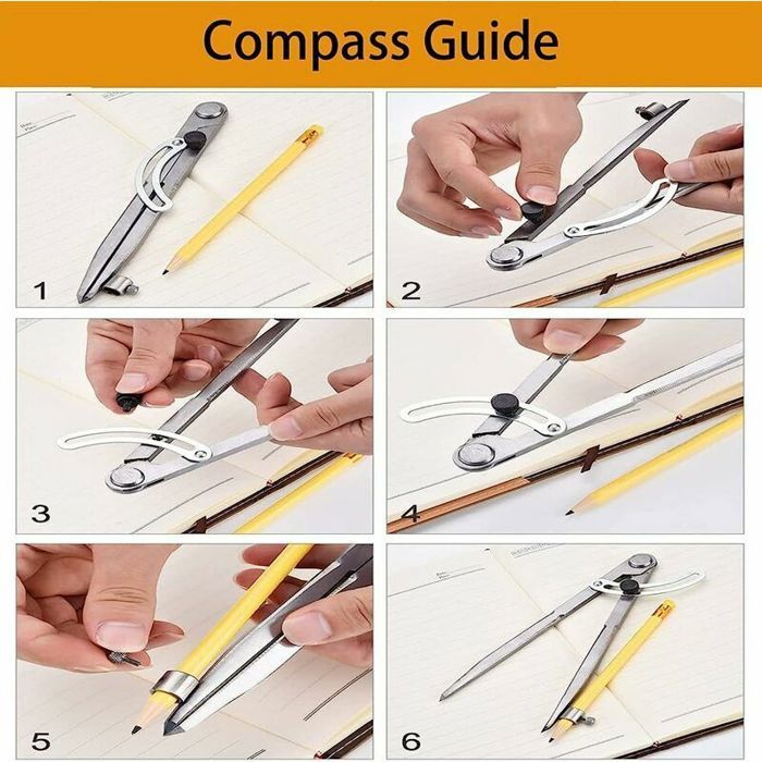 Compas pointu de 300 mm crayon marqueur avec porte-crayon pour cercles ...