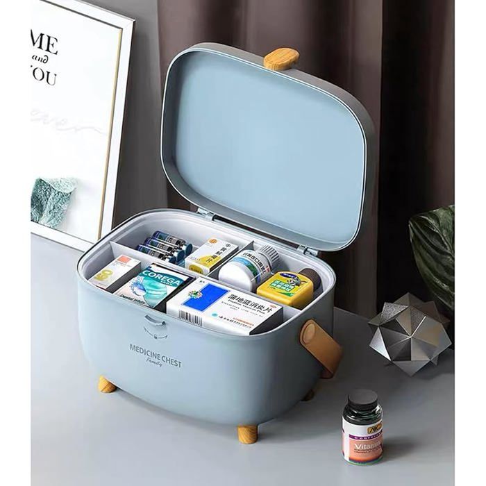 Boîte à Pharmacie 2 Niveaux Pliable - Rangement Médicaments Clair, Anti-poussière, Couvercle Transparent | Pour Maison, Voyage