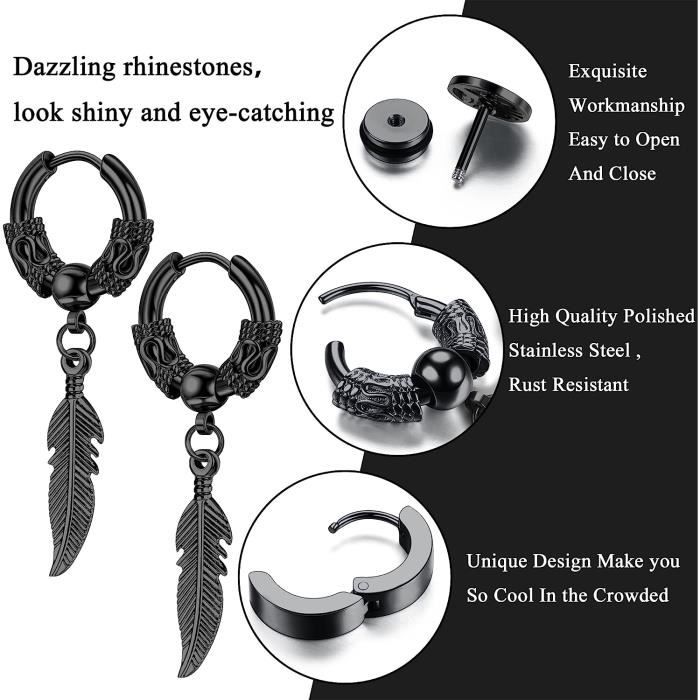 Piercing Acier Inoxydable Boucles D'oreilles Vis 6 Paires - Acier