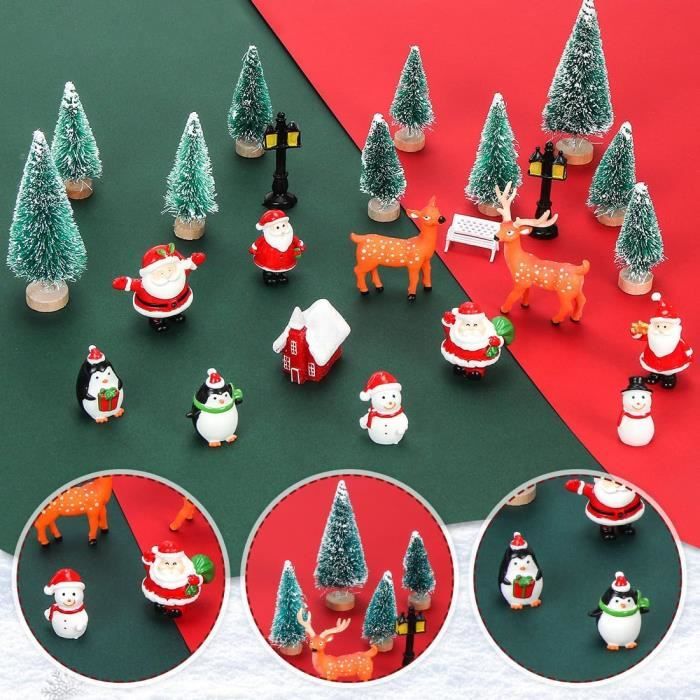 30 Pièces Ornements Miniatures De Noël, Résine Figurines