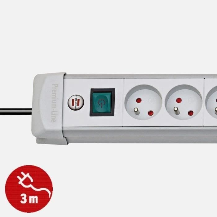 Multiprise Premium-Plus 6 prises avec interrupteur 3m - Brennenstuhl