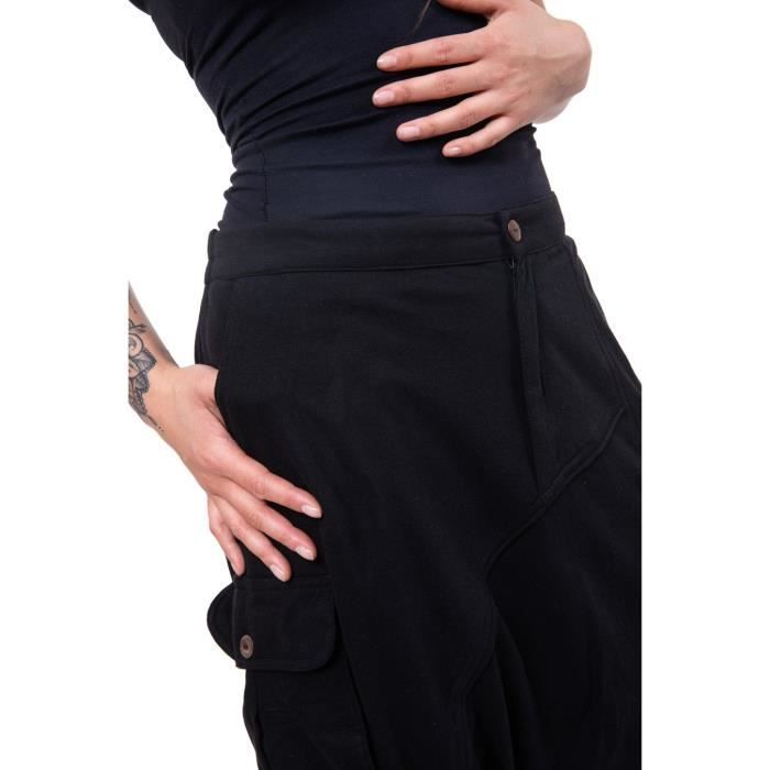 Fantazia Sarouel pantacourt bermuda femme Bermuda sarouel cargo jersey black Milhano