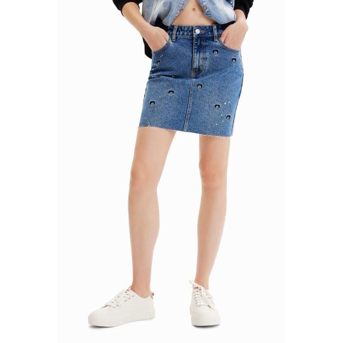 Mini jupe jeans femme Desigual Mickey Mouse bleu XS Bleu Cdiscount Pret a Porter
