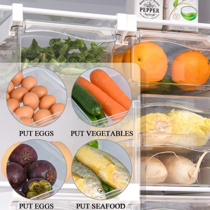 mDesign boîte en plastique avec poignées – boîte pour frigo haute pour