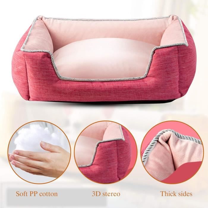 Lit Beige Pour Chien Moyen (76 Cm) Avec Tapis Rafraîchissant Amovible - Coussin Antidérapant, Lavable, Réversible - Idéal été/hiver