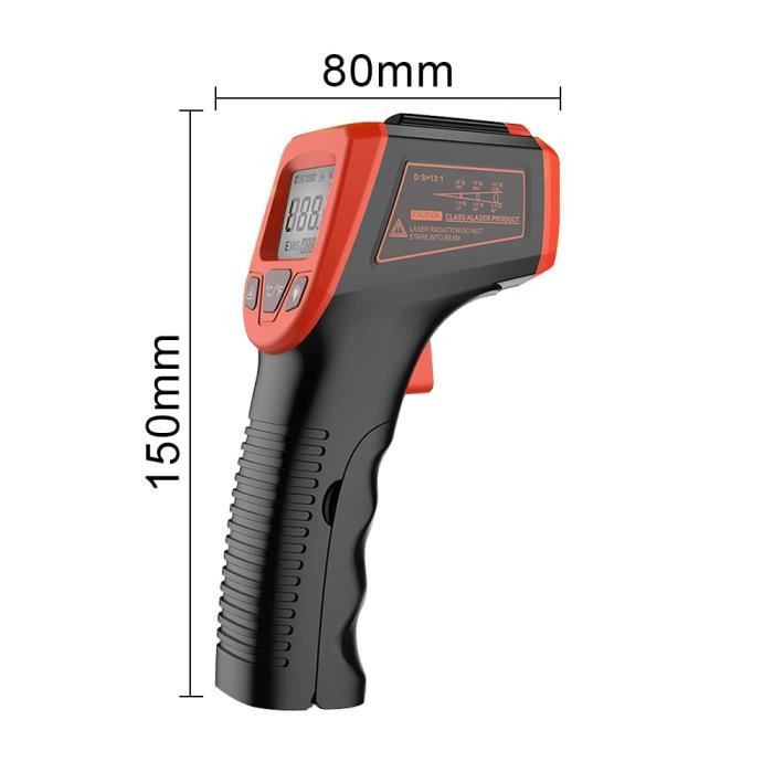 Thermomètre Infrarouge Numérique -50°C~600°C,Emissivité Réglable
