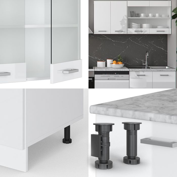 Vicco Cuisine Fame-Line, blanc brillant/blanc, 300cm , PT Anthracite