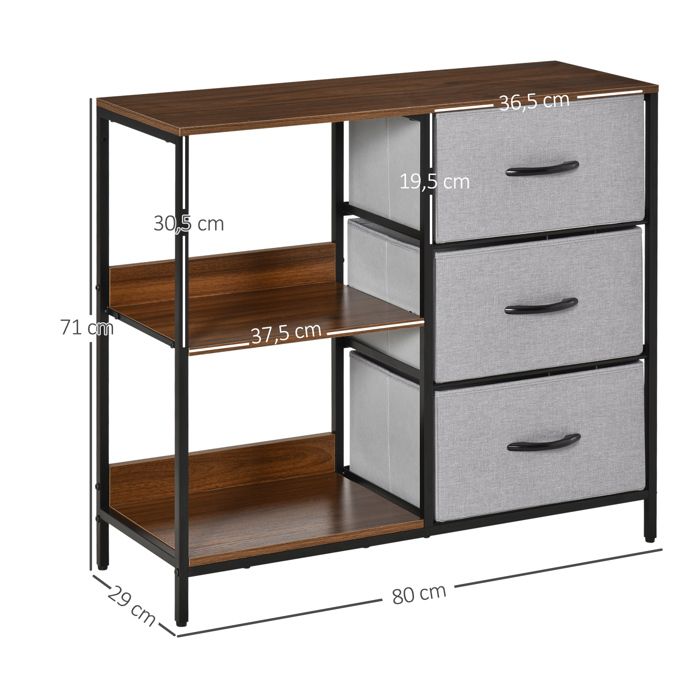Commode, Meuble De Rangement Avec 5 Tiroirs En Tissu Pliables, Plateau Et Cadre En Acier, 98 X 29 X 63 Cm Brun Rustique 99150281 Commode, Meuble De Rangement Avec 5 Tiroirs En Tissu Pliables, Plateau Et Cadre En Acier, 98 X 29 X 63 Cm Brun Rustique 99150281