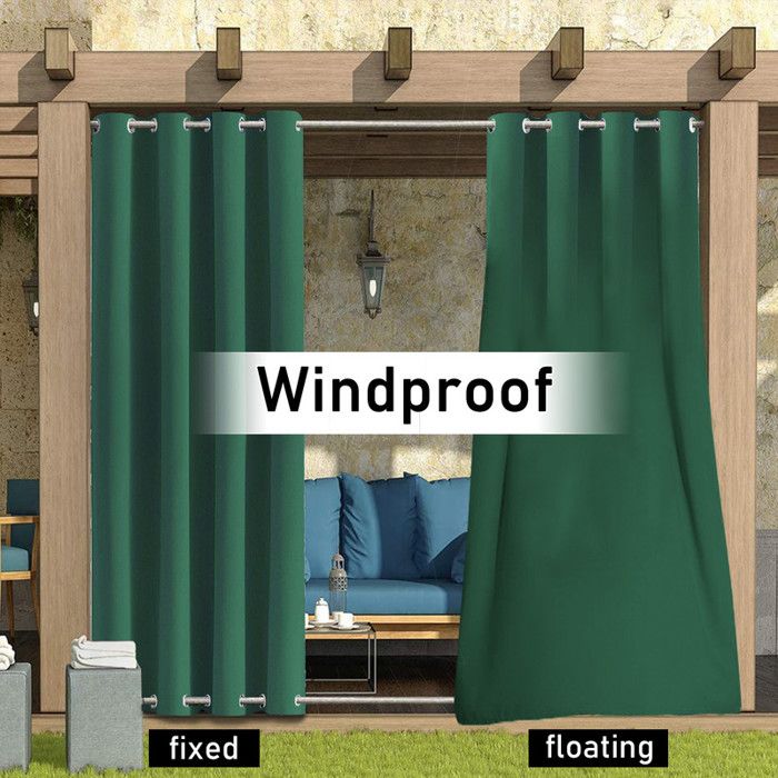 Rideau Extérieur Terrasse Imperméable 2 Pièces - Occultant Coupe-Vent Gris Clair 132x213cm