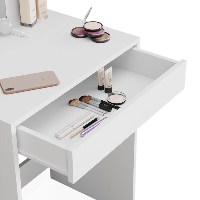Coiffeuse Vicco Isabelle Avec Miroir Et Éclairage LED – Table De Maquillage Blanc Avec Rangements