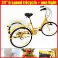 6 vitesses 24 "3 roues vélo adulte tricycle trike tricycle vélo de croisière avec lumière-0