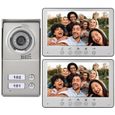 Drfeify visiophone 7 pouces appartement 2 unités filaire porte vidéo système d'interphone d'entrée visuelle 110-240 V (prise UE)-0