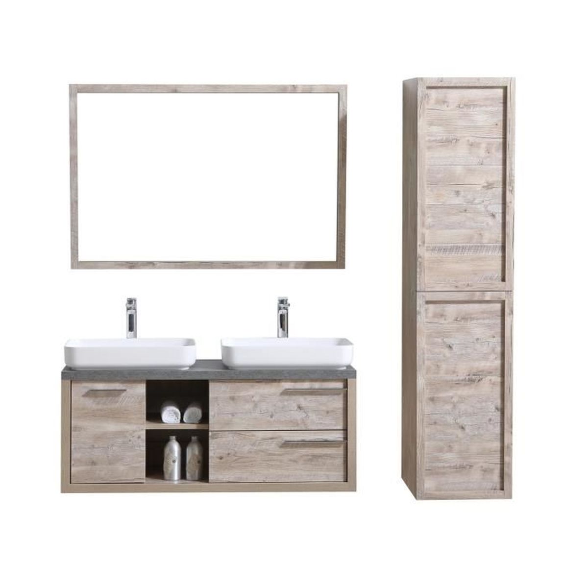 Meuble De Salle De Bain Vermont 120cm Lavabo Nature Wood Armoire