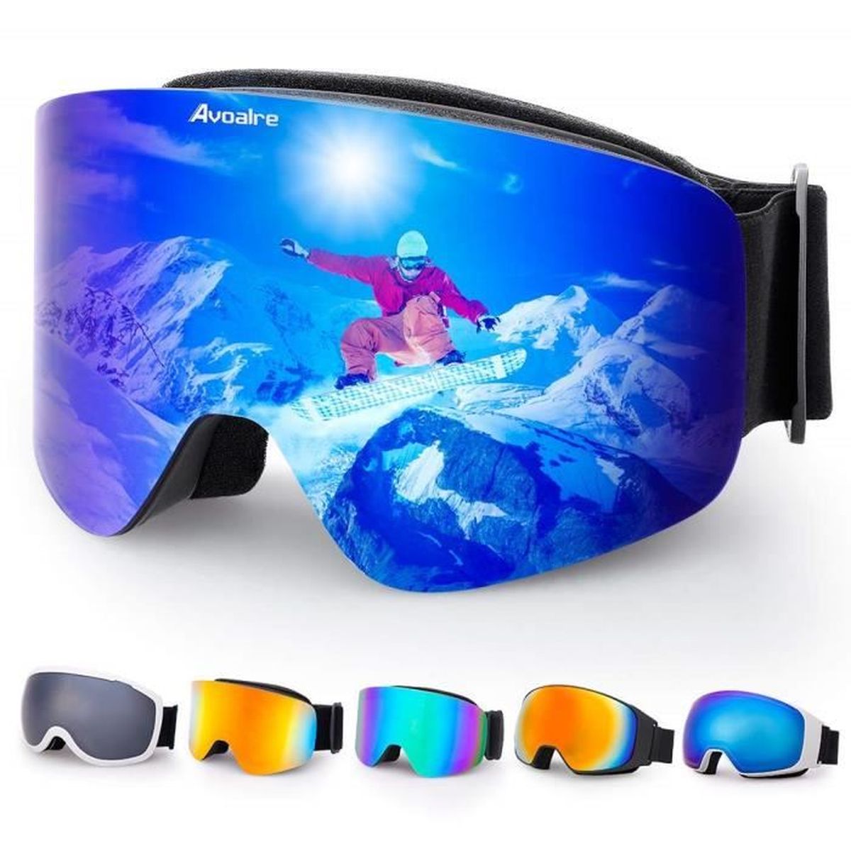 jeunes adultes femmes Lunettes de ski /à double couche OTG Snowboard Lunettes anti-bu/ée UV400 Protection Casque compatible ski pour hommes