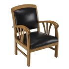 MACABANE ERIS - Fauteuil teck et cuir noir