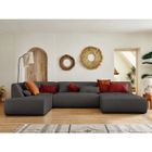 LISA DESIGN Onyx - canapé panoramique d'angle gauche 7 places - en tissu - Gris foncé