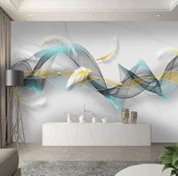Papier peint en soie 3D Papier peint mural personnalisé de luxe, décoration de maison, fond en marbre, plume de fumée