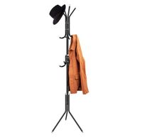 Porte-Manteaux Noir en Métal avec 12 Crochets pour Manteaux, Chapeaux, Sacs, 45 x 175 cm