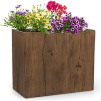 Blumfeldt Timberflor - Pot de fleurs jardinière - 60 x 50 x 30 cm - Fibre de verre aspect bois - intérieur-extérieur - marron