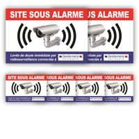 Autocollant Alarme Maison Video Surveillance - Système relié Gendarmerie - x6 : 150x100mm (x2) + 75x50mm (x4) - GRBB