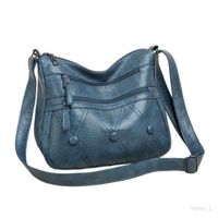 Sac à bandoulière de haute qualité pour femme multi-poches sac à main bandoulière réglable cadeau pour mère Bleu