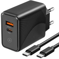Chargeur Secteur Rapide 30W 2-Port avec Câble USB-C 1M pour Google Pixel 7 - 7 Pro - 6 - 6 Pro - 6A - Noir