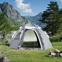 Tente de camping Nybro montage instantané 240 x 205 x 140 cm gris foncé gris clair