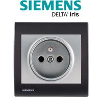 Siemens - Prise 2P+T Silver Delta Iris + Plaque basic Anthracite