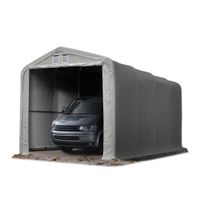 4x8 m, Tente garage de stockage, PVC 850, porte 3,5x3,5 m, gris, sans statique