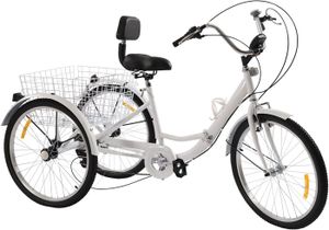 TRICYCLE Vélo pliant tricycle adulte blanc 3 roues vélo 24 