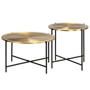 Ensemble De Tables 2 Pcs Mdf Recouvert De Laiton Achat Vente