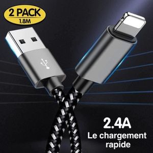 CÂBLE TÉLÉPHONE Cable Lightning Chargeur [2m/Lot de 2] Nylon Tress