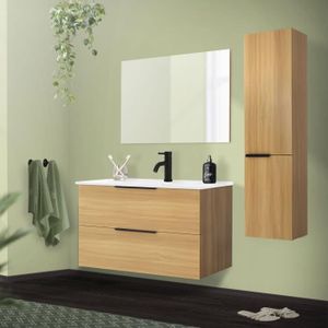 COLONNE - ARMOIRE SDB ML-Design Ensemble de meubles  salle de bains 4 pièces, miroir, armoire basse, lavabo, armoire haute, meubles de salle de bains