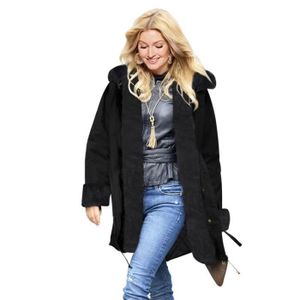 manteau fausse fourrure noir femme