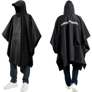 Imperméable - Trench Cape de Pluie 3 en 1 – Poncho Noir Multifonctionne