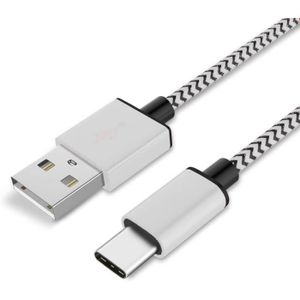 CHARGEUR TÉLÉPHONE Chargeur pour Oppo A57 / A57 4G / A57s Cable USB-C Metal Renforcé Data Synchro Type-C Blanc 1m