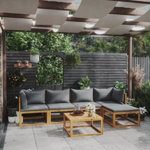 Salon bas de jardin vidaXL Salon de jardin, 6 pcs avec coussin Bois d'