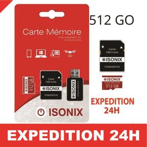 CARTE MÉMOIRE Carte Micro-SD 512 Go classe 10 au Formate SDXC/SD
