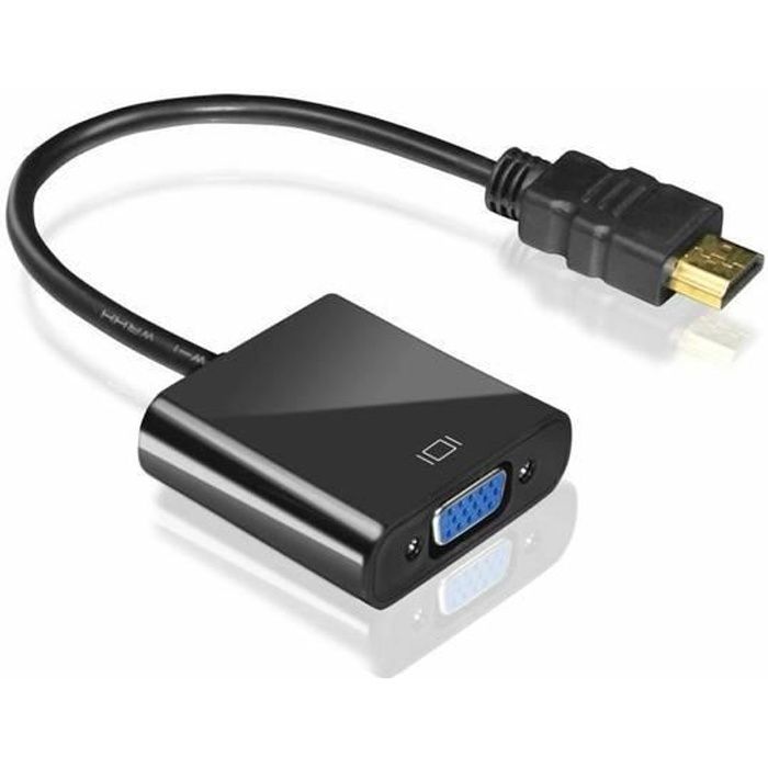 Adaptateur HDMI mâle vers VGA Femelle, Haute Définition, 20cm - Noir -  Français