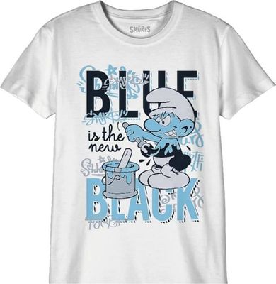 T-shirt Schtroumpfs Garçon - 100% Coton - Col Rond - Blanc - Taille 8 Ans