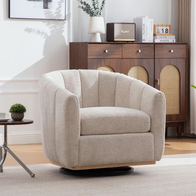 HOMCOM Fauteuil inclinable avec Repose-Pieds, Fauteuil de Relaxation pivotant 360°, basculant, Assise Large, Dossier et accoudoirs rembourrés, Tissu en Lin pour Salon, Bureau, Home cinéma, Gris-Bleu