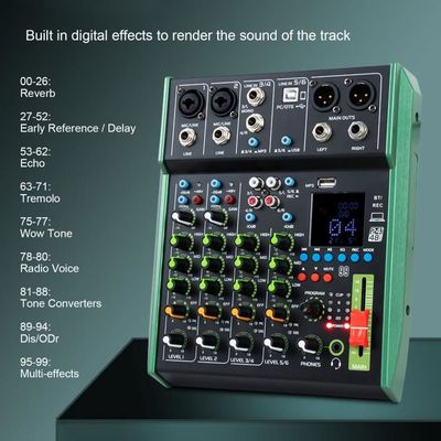 Console de mixage audio de base DJ Equipment console de son numérique  Karaoke XLR 16 canaux Bluetooth USB avec effets pour l'enregistrement  musique Studio PC Podcast Instruments Consola de Sonido 5