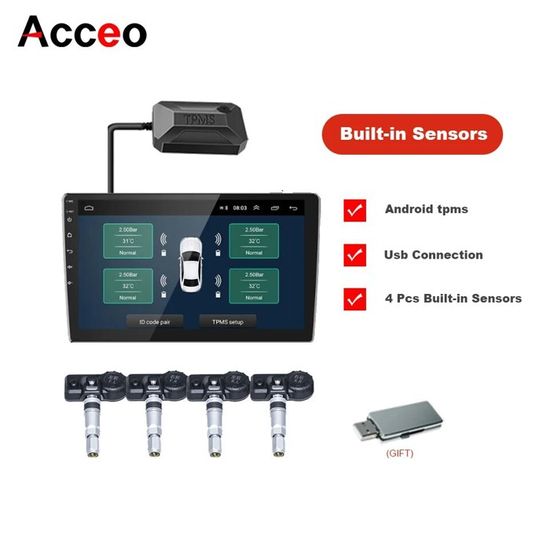 ATOTO AC-UTP1 USB TPMS - Système De Surveillance Pression Pneus Pour A6/S8 Avec Capteurs